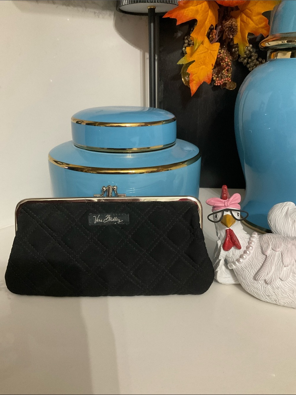 Vera Bradley Black Quilted KISS KISS Wallet